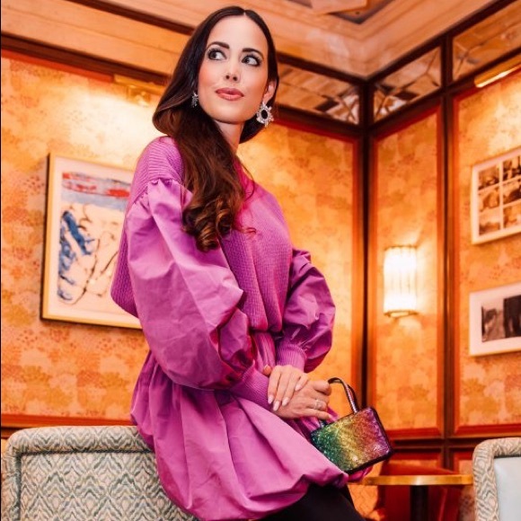 *As seen on Kyle Richards* Amina Muaddi BEGUM' CRYSTAL EMBELLISHED DISK EARRINGS - Picture 14 of 16